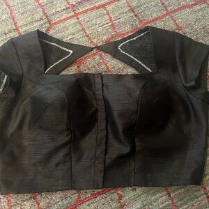 Padded Designer Black Blouse for Indian Saree Large